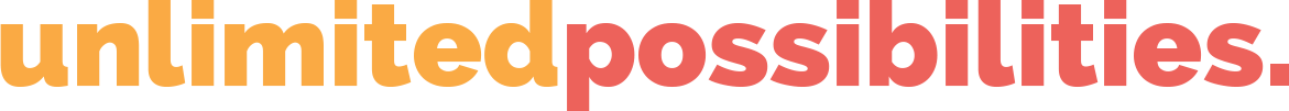 Unlimited Possibilities Logo in yellow and red text