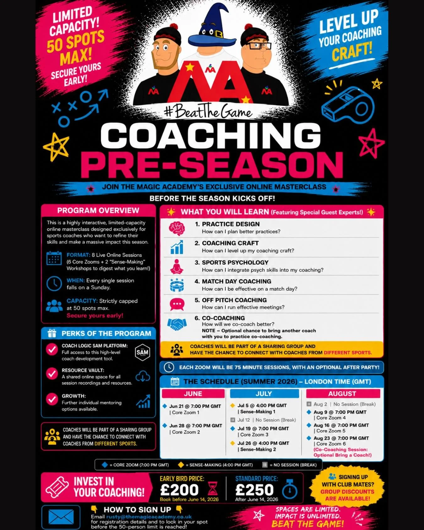 Hang out with the wizard @russellearnshaw and @aarontakel over the summer and become a more skillful and adaptive coach