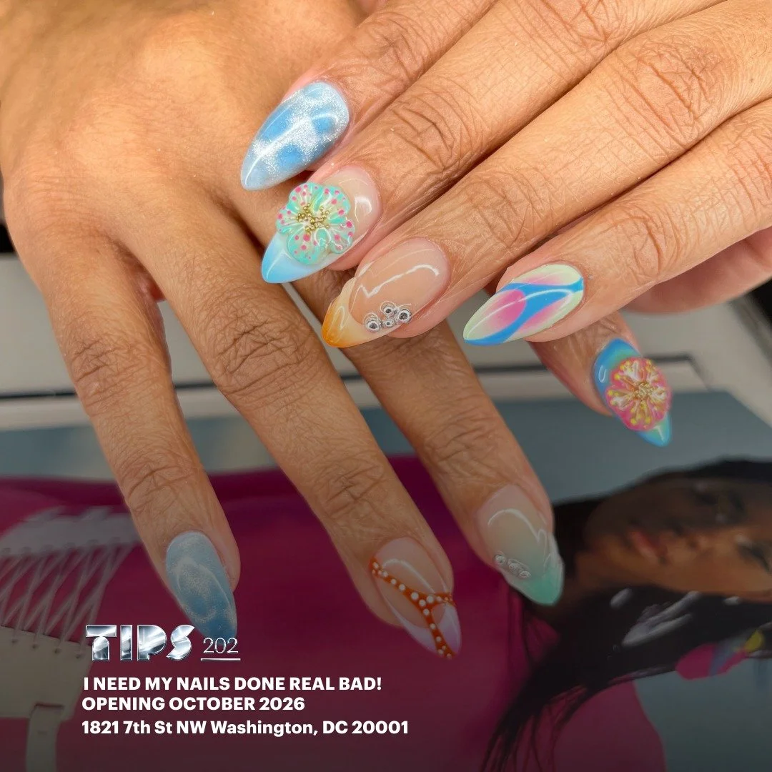 Shaw, we&rsquo;re on the way.
Tips 202 is bringing high-quality nail services and detailed nail art to the neighborhood.
Opening October 2026
1821 7th Street, NW
Near Shaw&ndash;Howard University Metro
I NEED MY NAILS DONE REAL BAD!
Join our email li