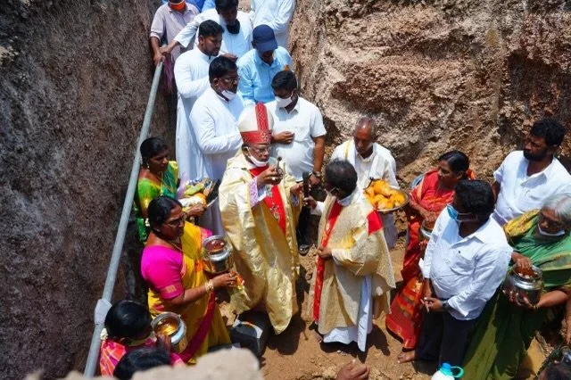 Laying foundation for the new Church 