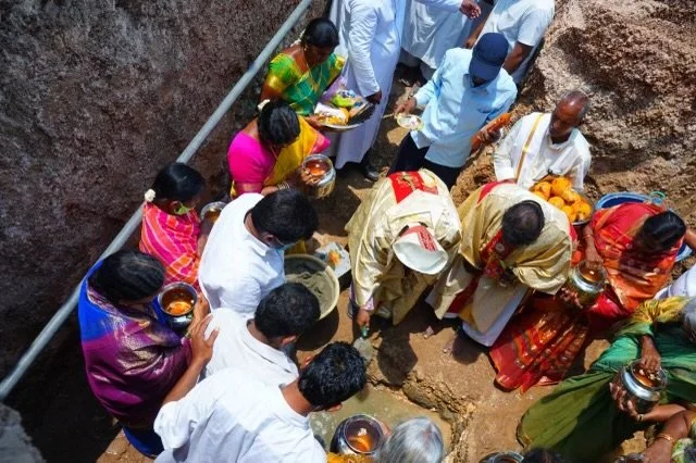 Laying foundation for the new Church 
