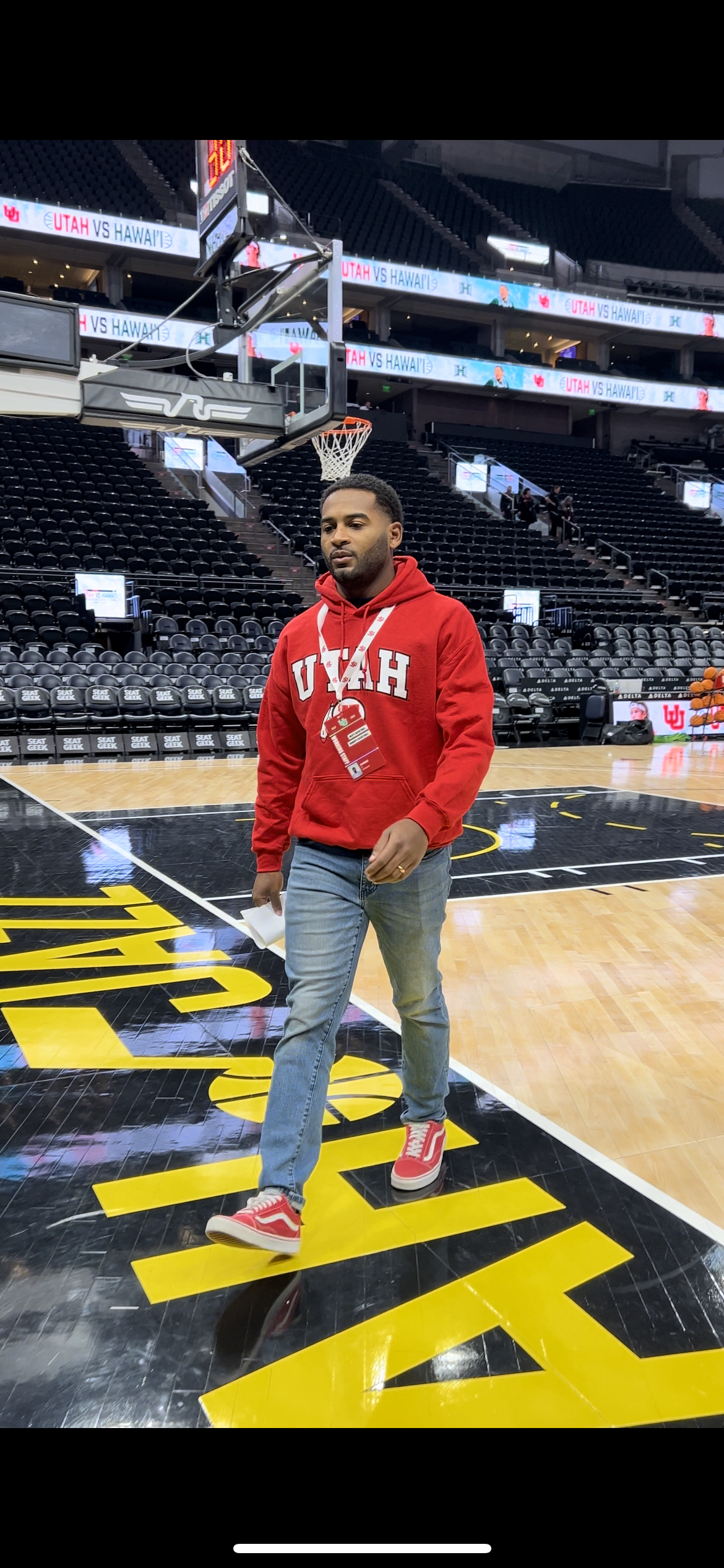 DJing at the Delta Center for the University of Utah Men's basketball team