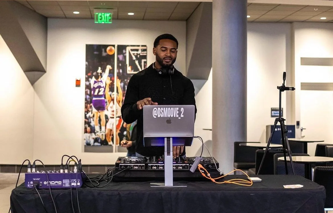 DJing at the Delta Center for Black History month event "Black Bazaar"