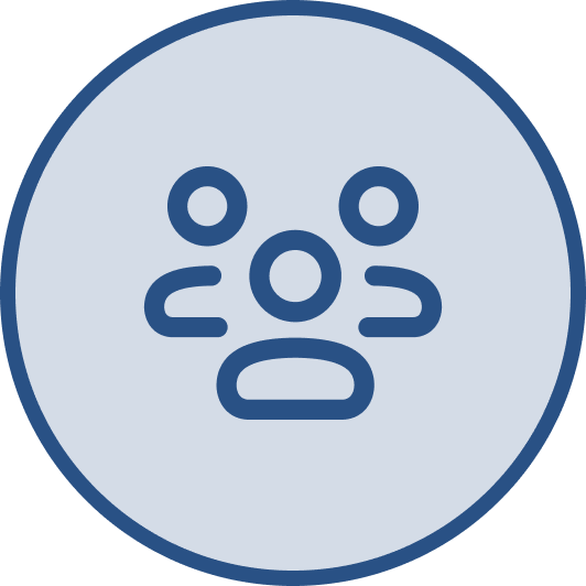 Un botón circular azul con dos líneas verticales y un signo menos, que representa el icono de bajar el volumen.