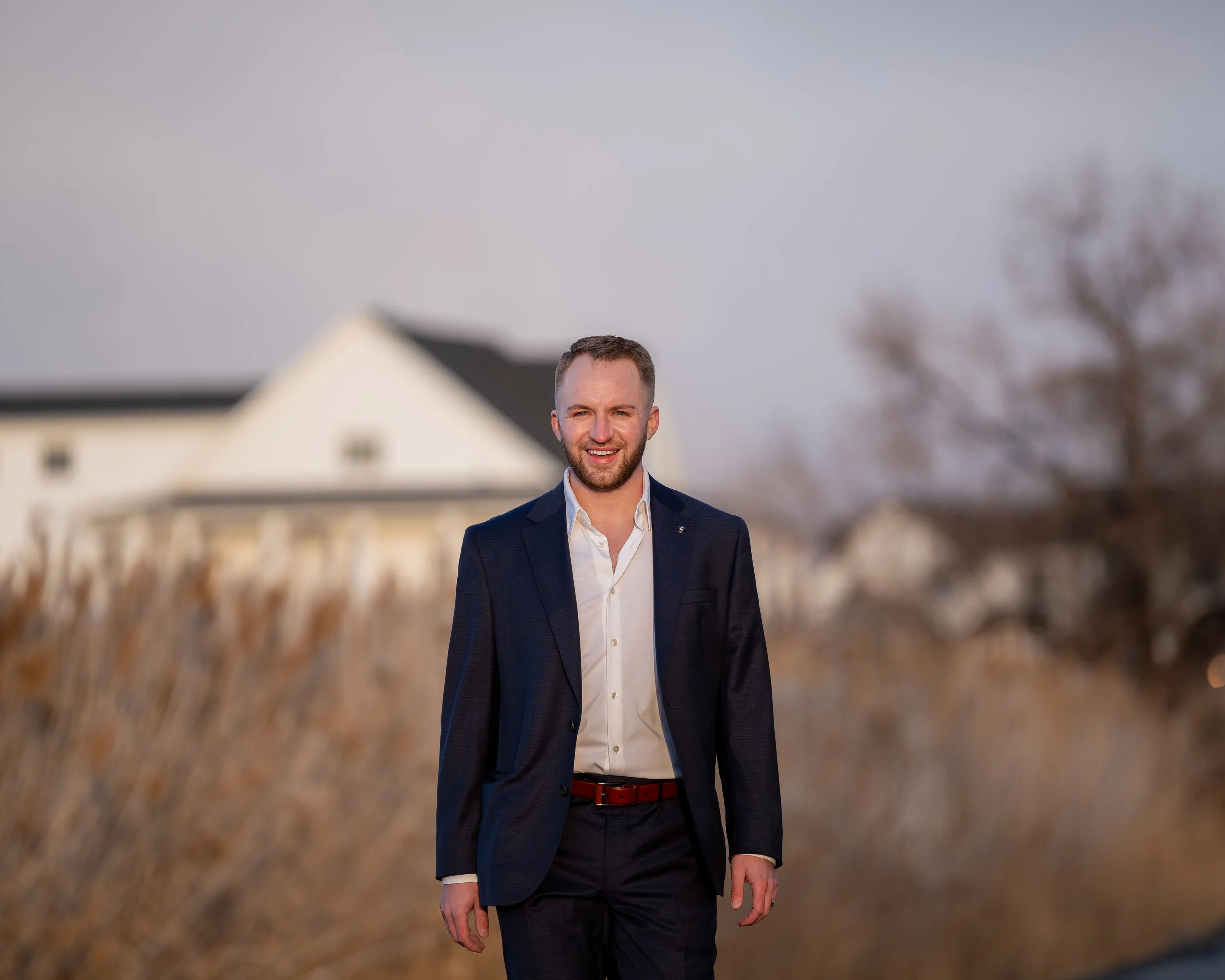 Brett Nielsen walking through a Saratoga Springs neighborhood