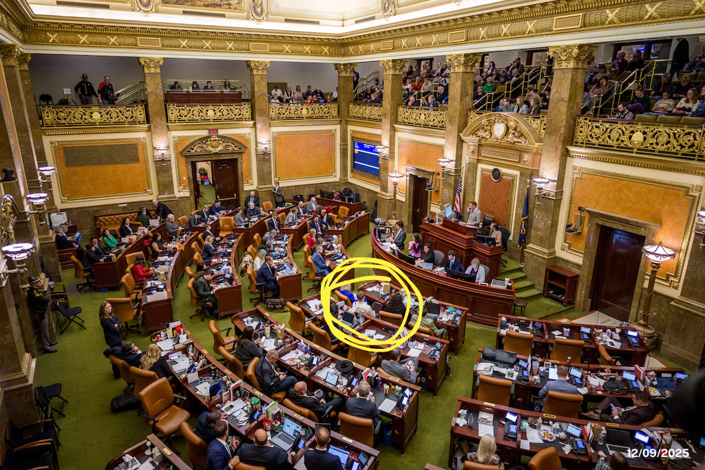 Brett Nielsen attending a special legislative session at the Utah State Capitol, December 9, 2025
