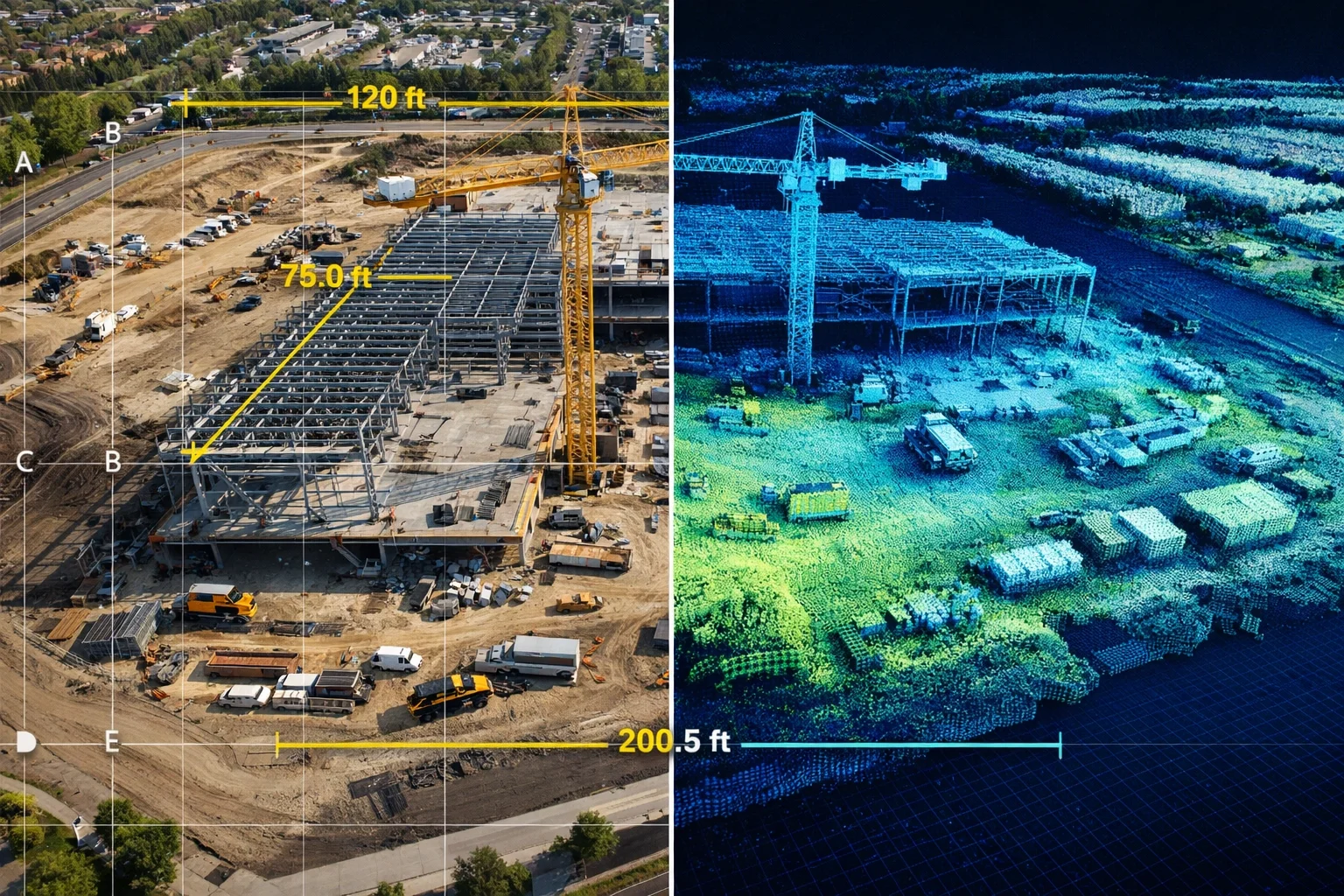 A drone inspection of a construction site