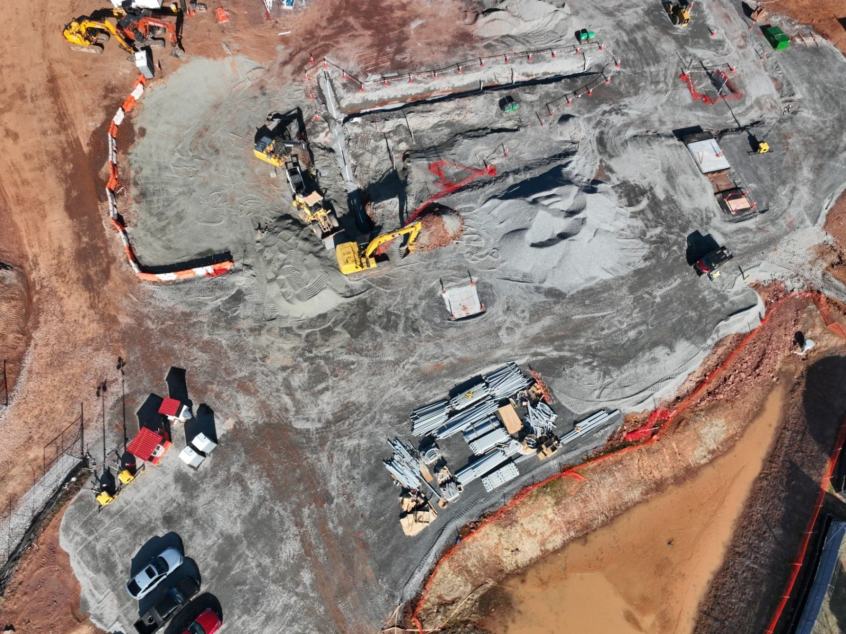 Overhead view of construction site