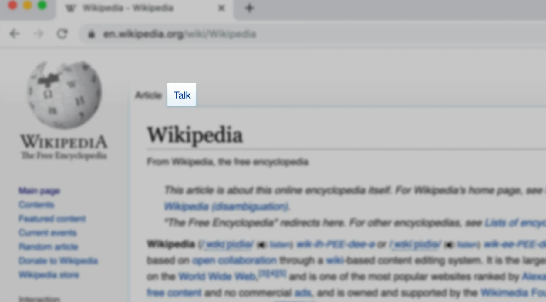 What is the Wikipedia Talk page?