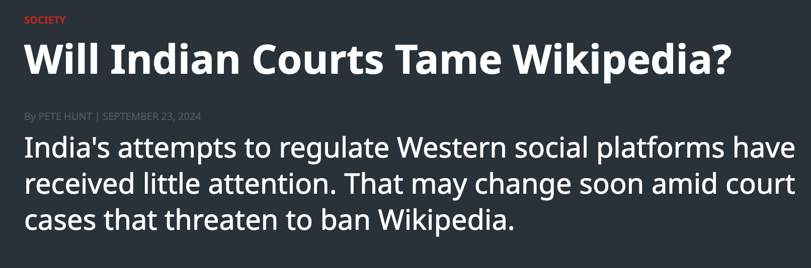 The Diplomat: Will Indian Courts Tame Wikipedia? 