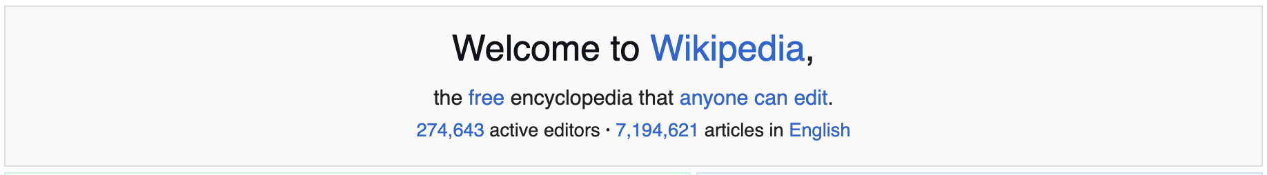 Homepage of Wikipedia