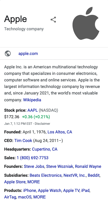 Google Knowledge Panel