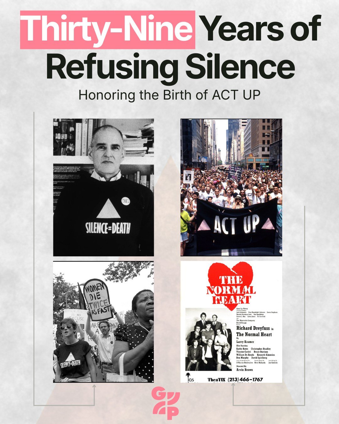 ON MARCH 10TH, 1987, gay playwright and public health advocate Larry Kramer issued a speech calling for action against the AIDS epidemic at the Manhattan Lesbian and Gay community center. Two days later, ACT UP - the Aids Coalition to Unleash Power -