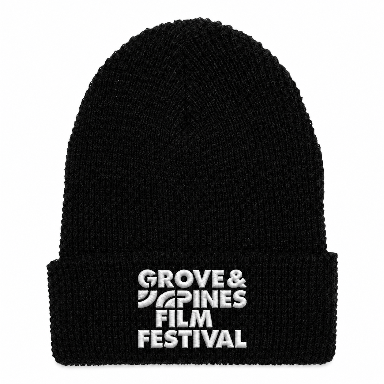 Waffle Knit Beanie — Black