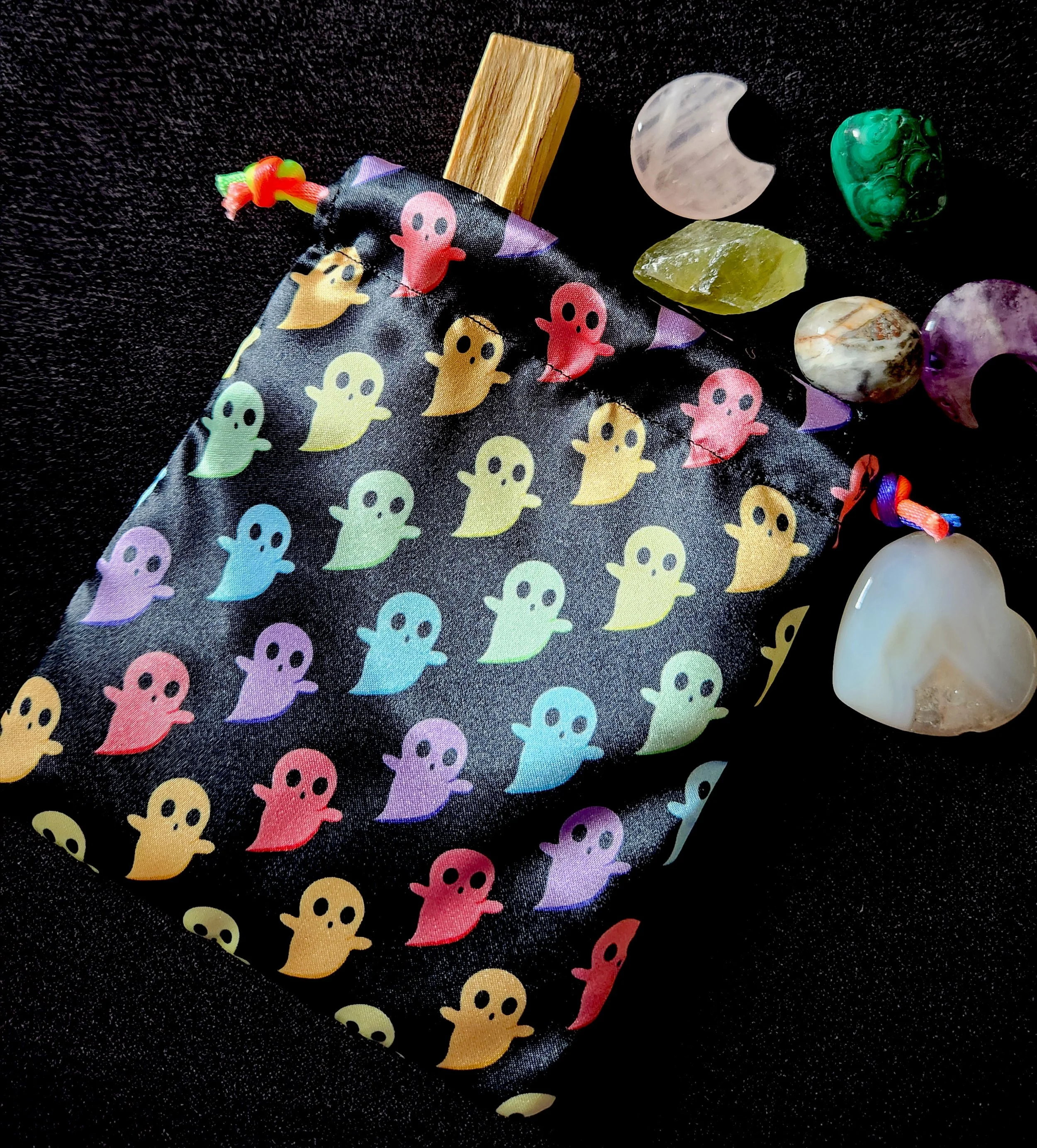 Satin Drawstring Keepsake/Dice Bag - Pride Ghosts