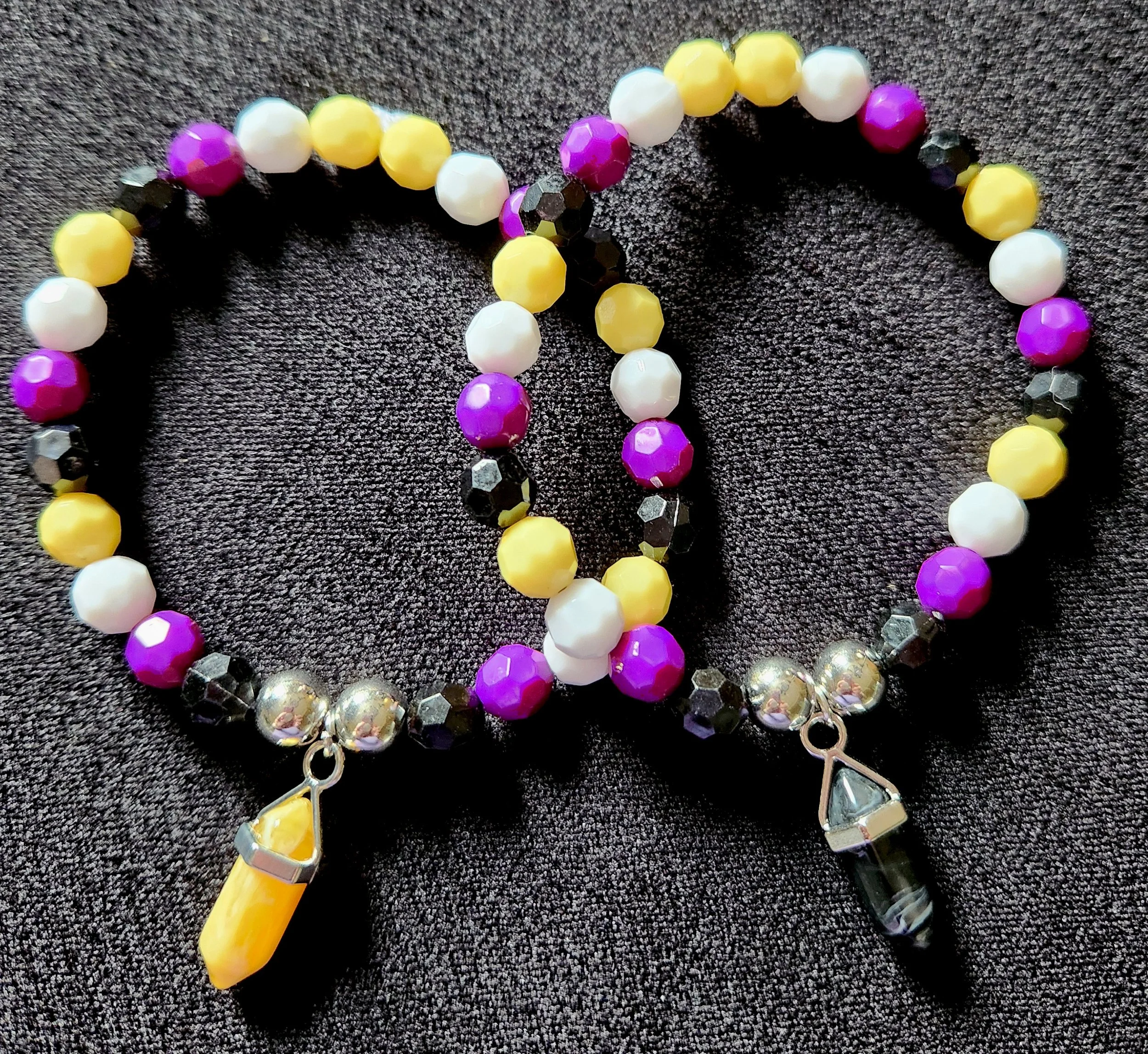 Non-Binary Pride Crystal Charm Bracelet