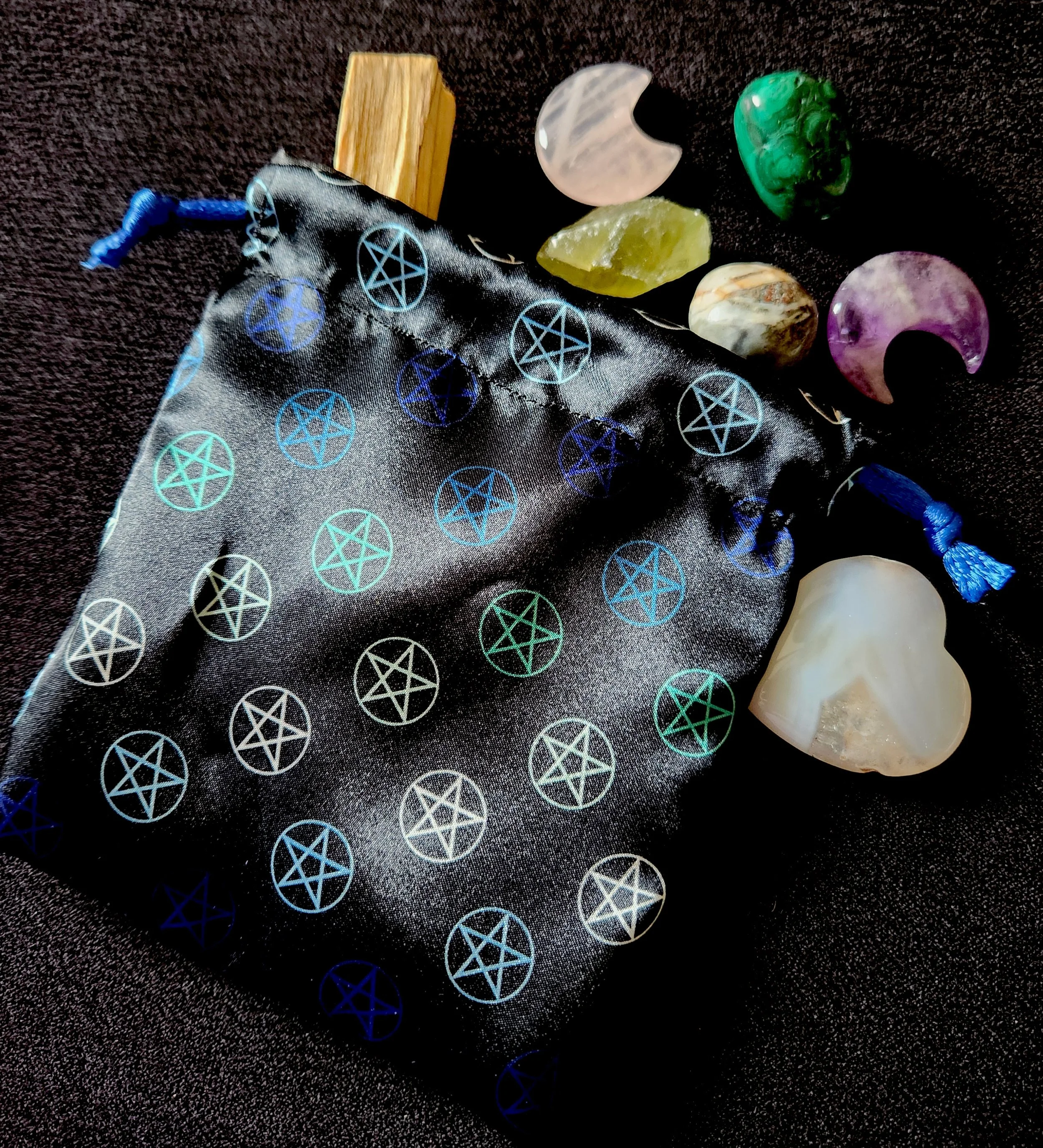 Satin Drawstring Keepsake/Dice Bag - MLM Pride Pentacles
