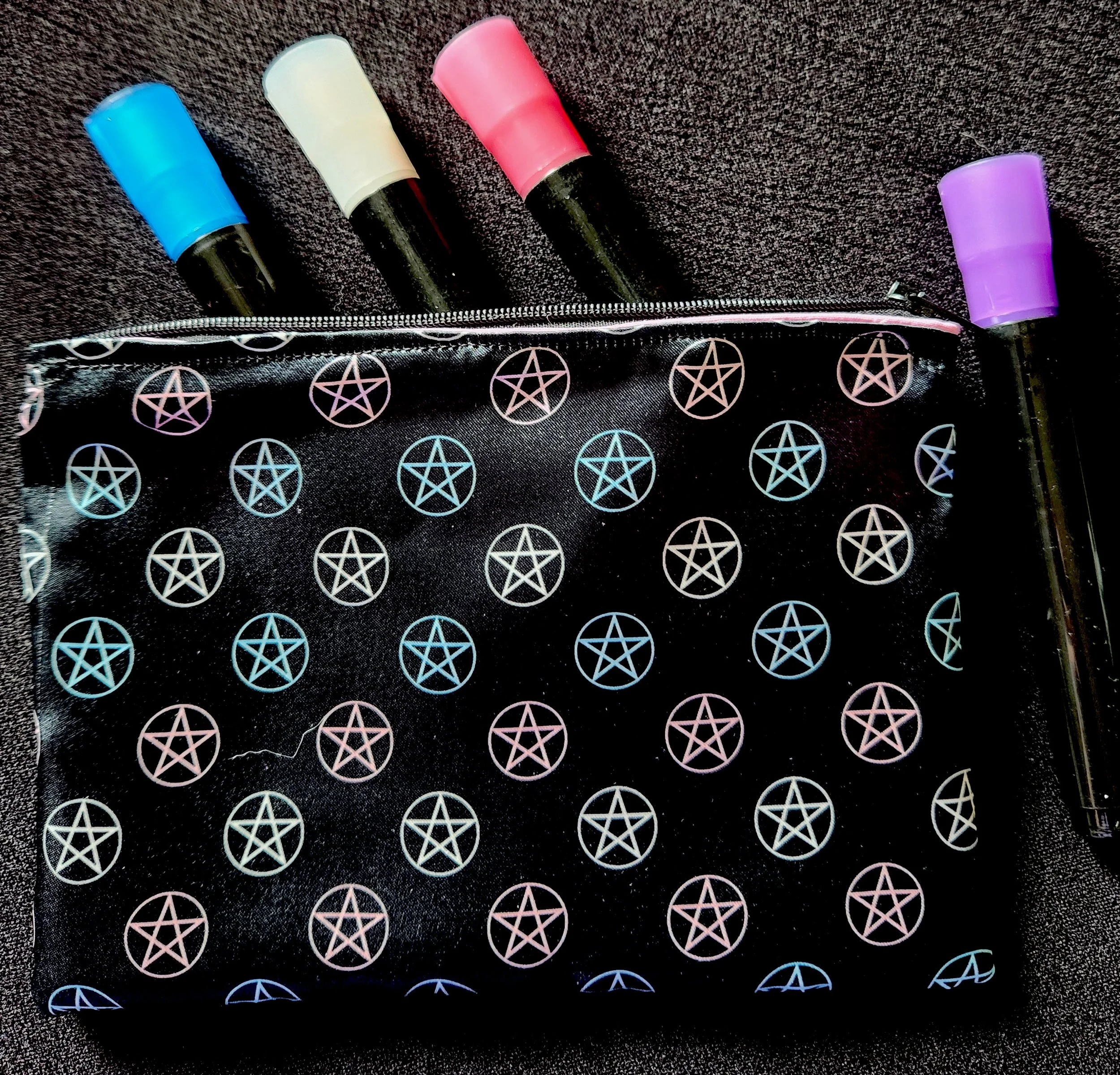 Satin Zipper Stash Bag - Trans Pride Pentacles