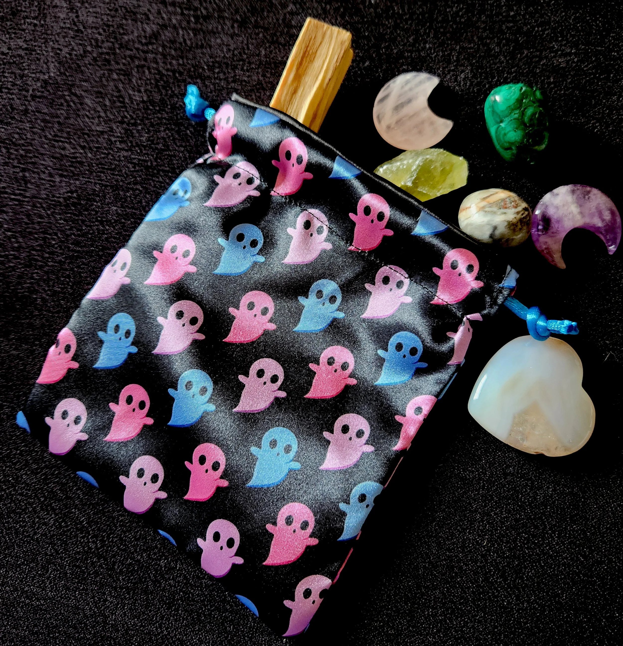 Satin Keepsake/Dice Bag - Bi Pride Ghosts