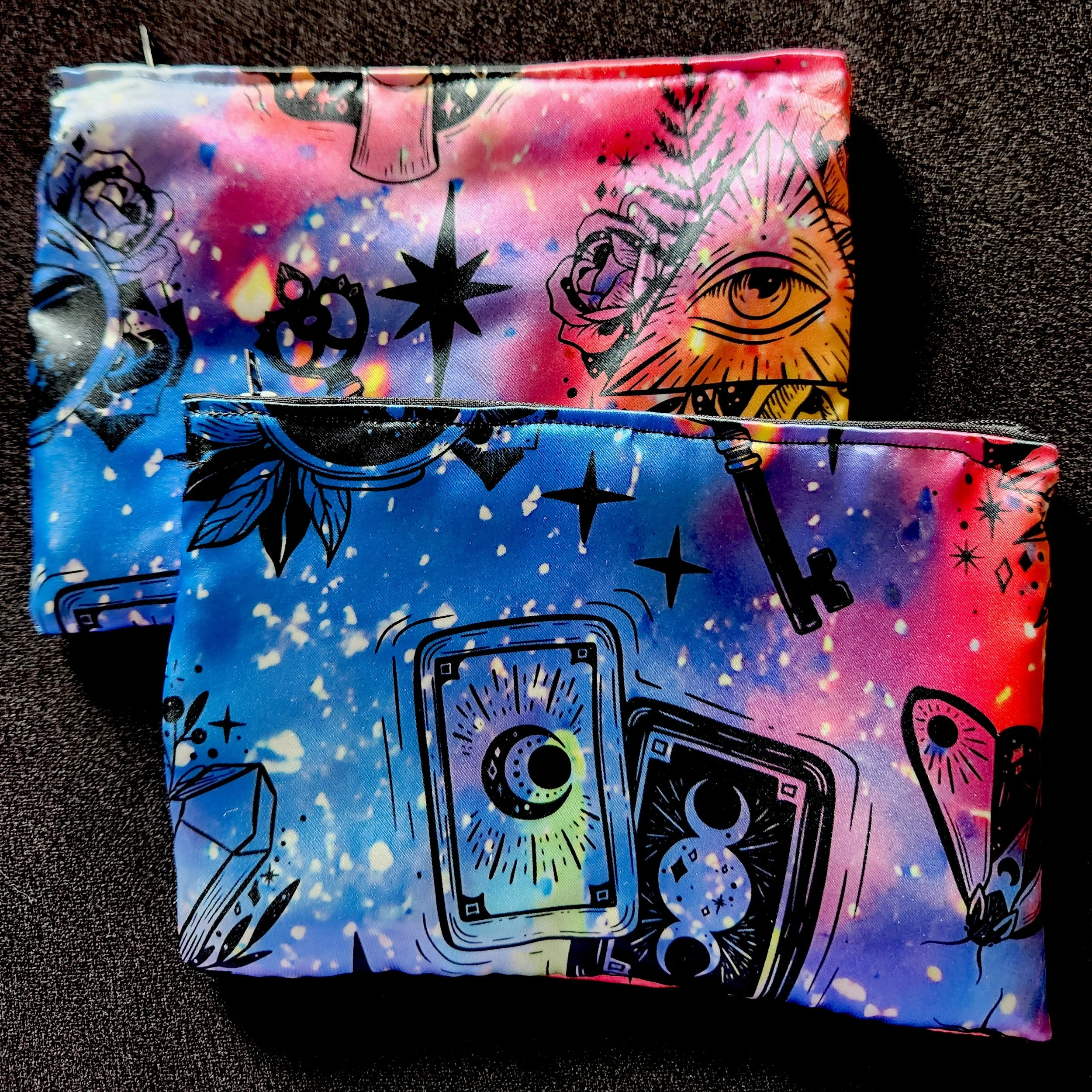 Satin Zipper Stash Bag - Rainbow Magic Watercolor