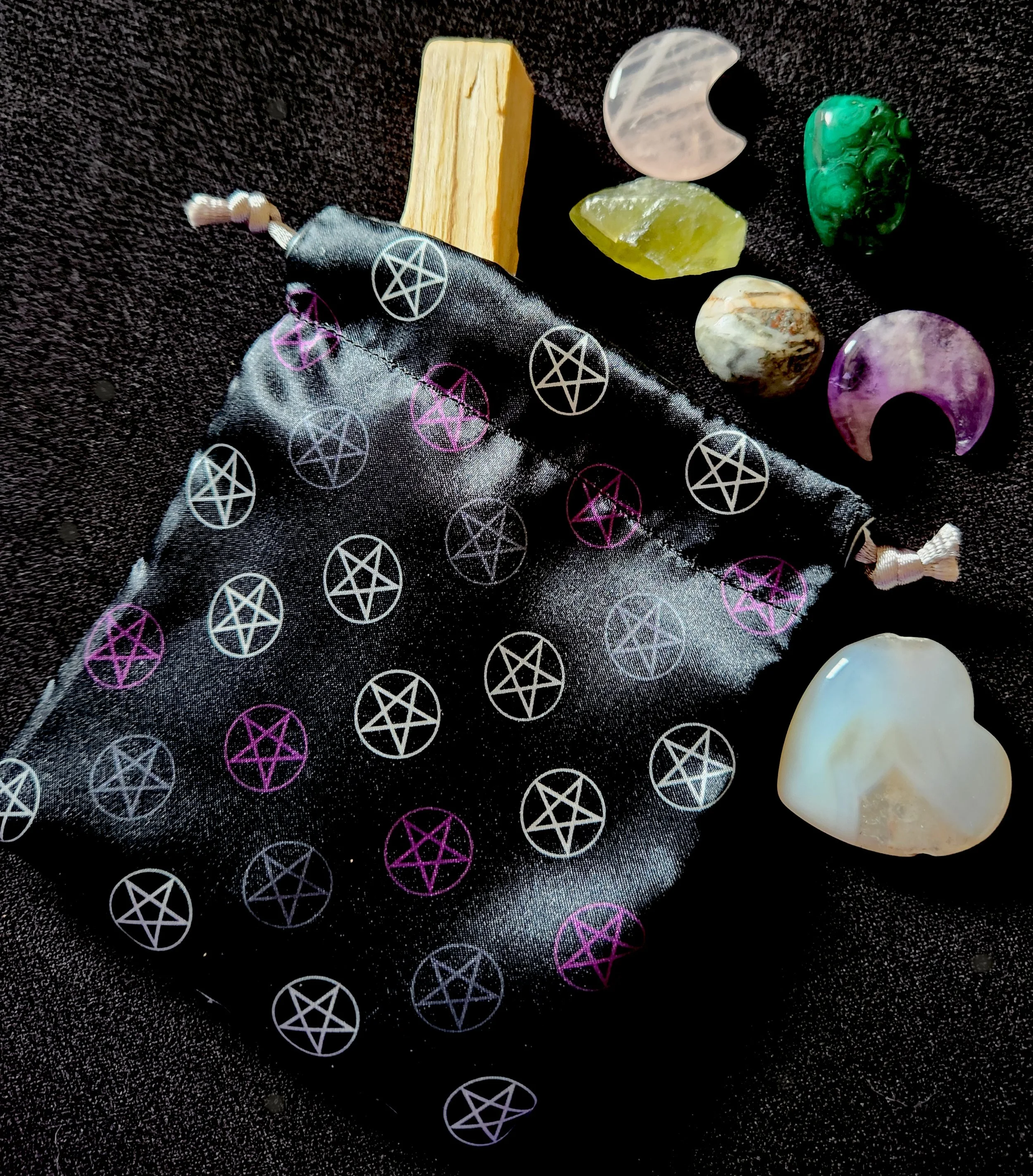 Satin Drawstring Keepsake/Dice Bag - Ace Pride Pentacles