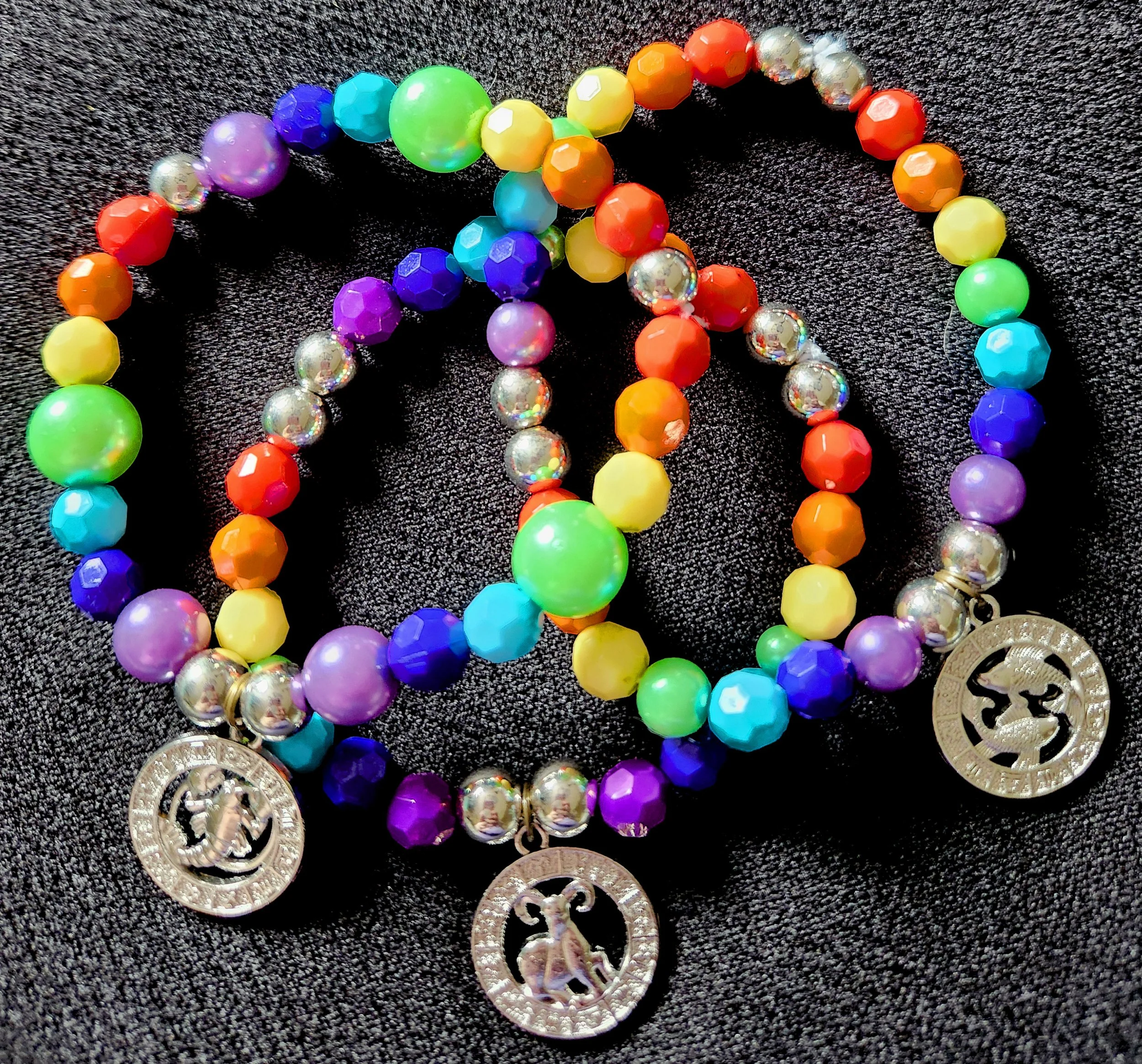 Pride Rainbow Zodiac Medallion Bracelet (Silver)