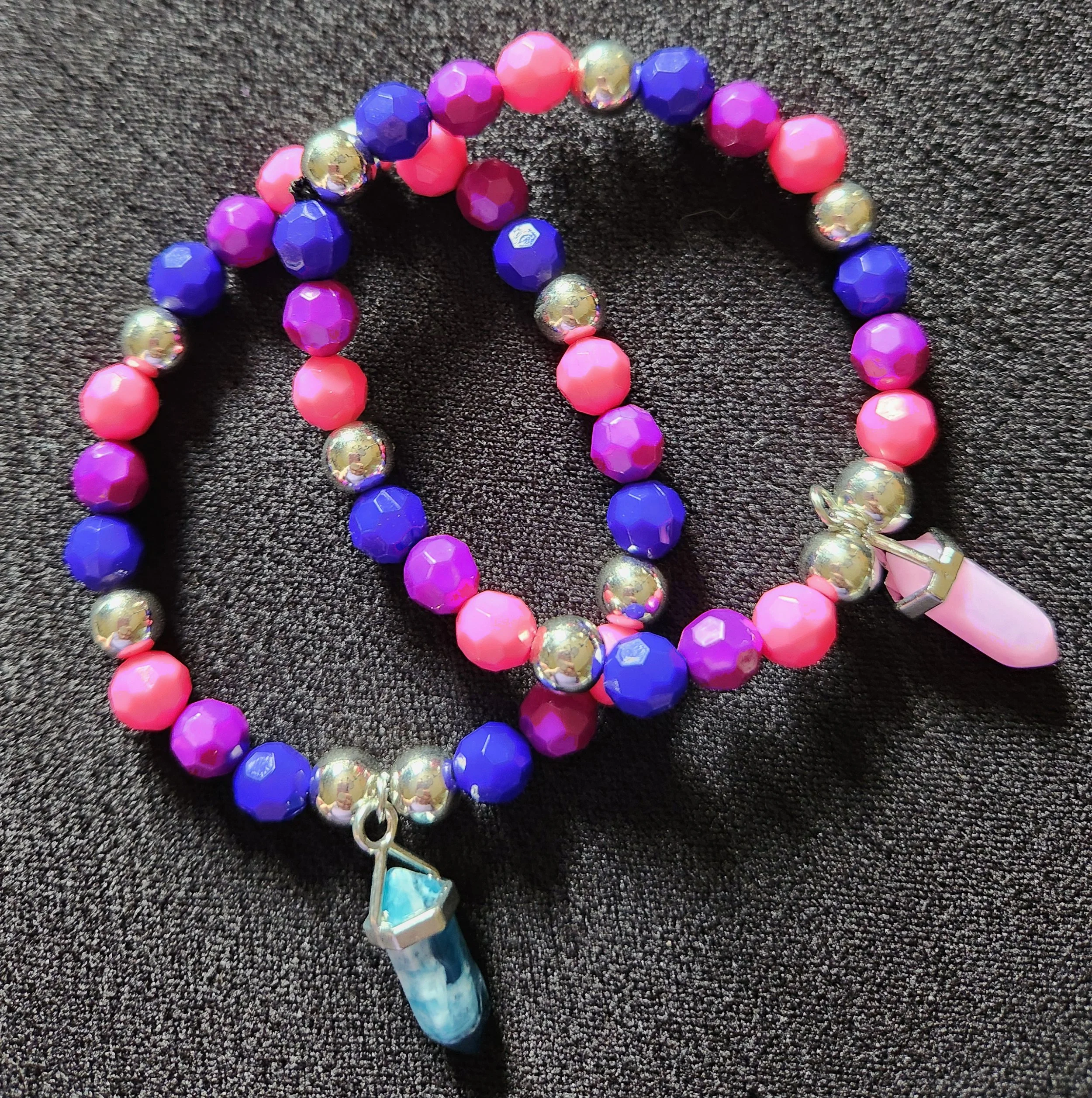 Bisexual Pride Crystal Charm Bracelet