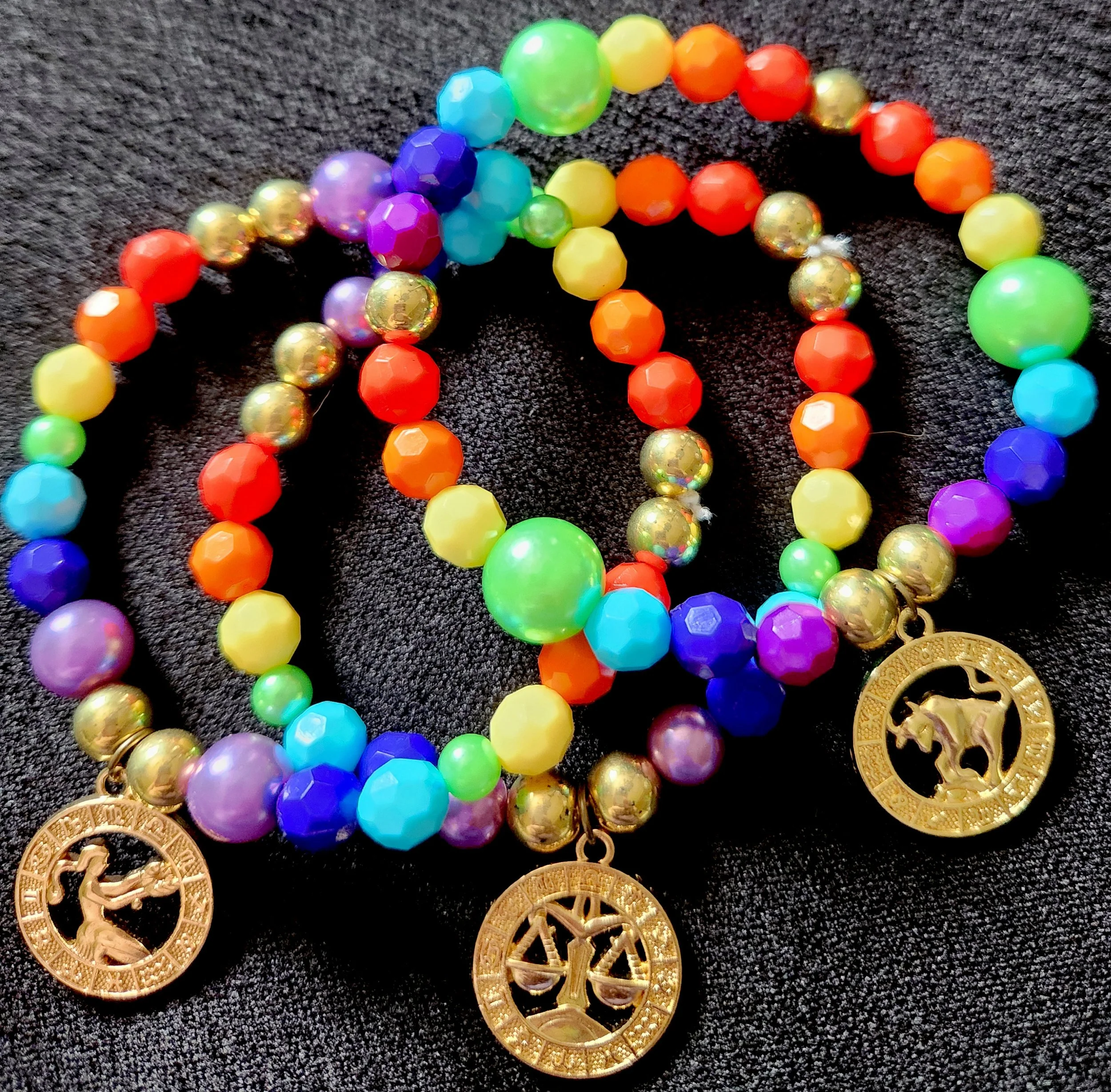 Pride Rainbow Zodiac Medallion Bracelet (Gold)