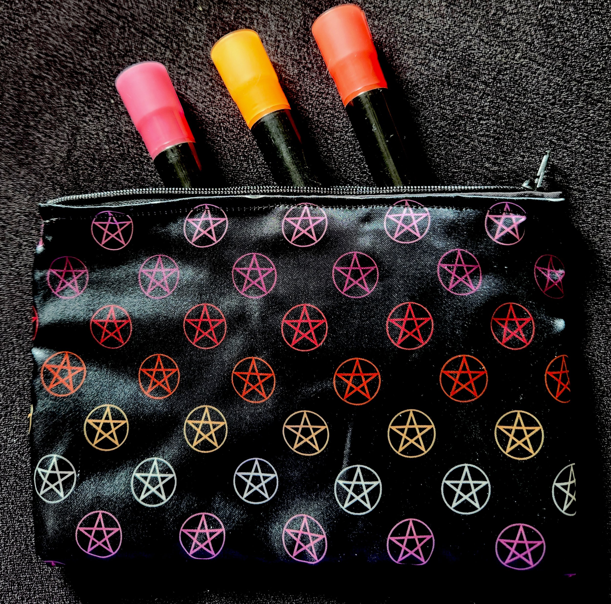 Satin Zipper Stash Bag - Lesbian Pride Pentacles