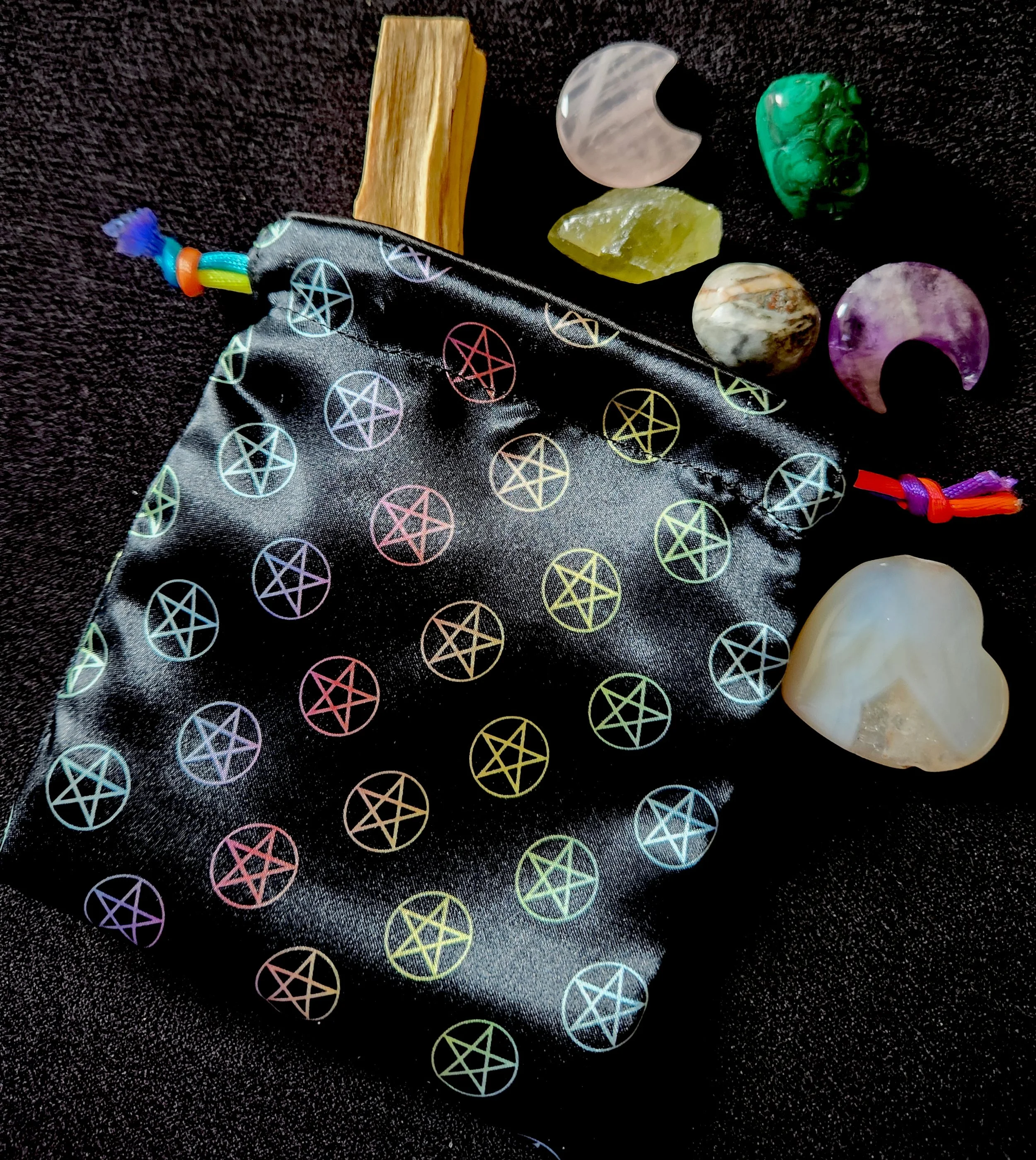 Satin Drawstring Keepsake/Dice Bag - Pride Pentacles