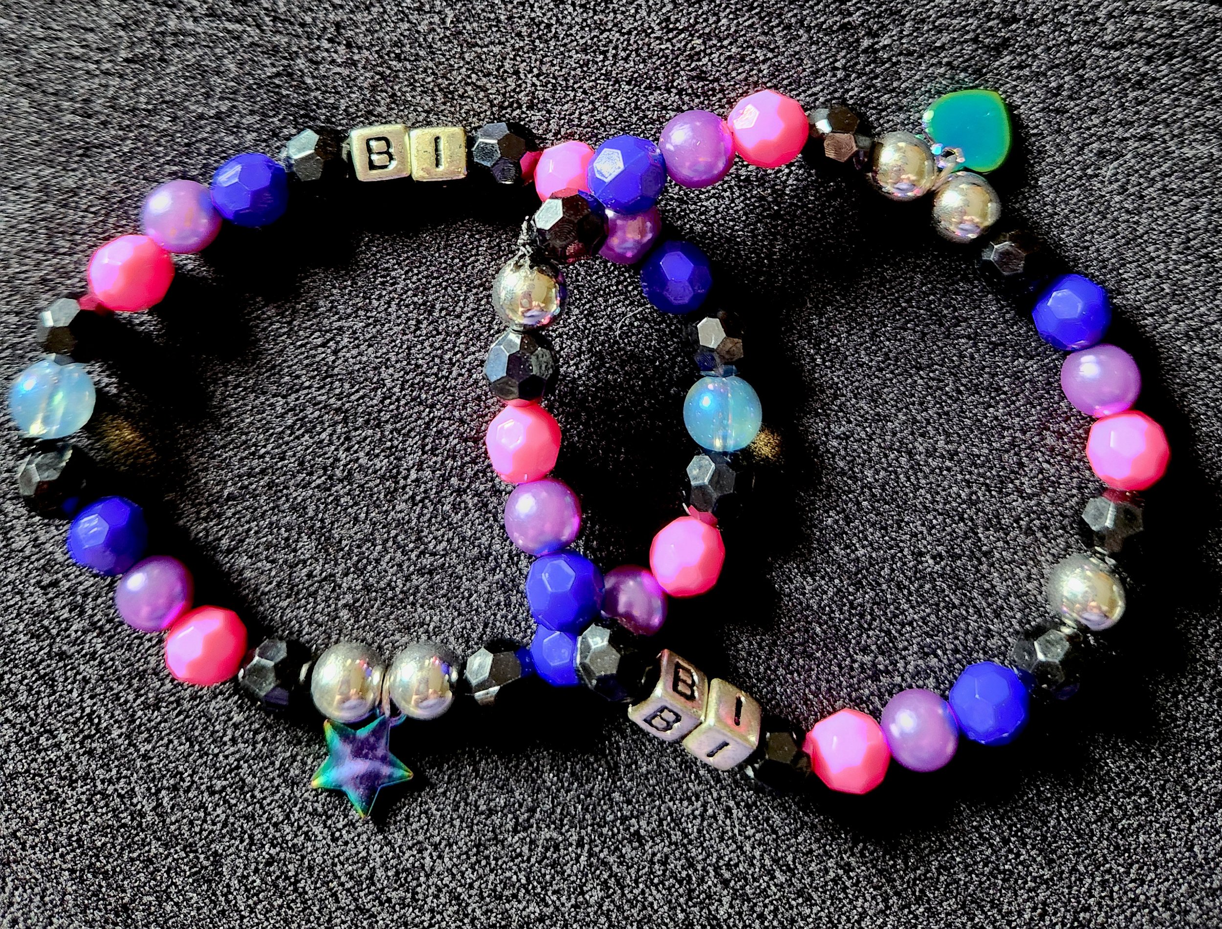 Bi Pride Alphabet & Charm Bracelet