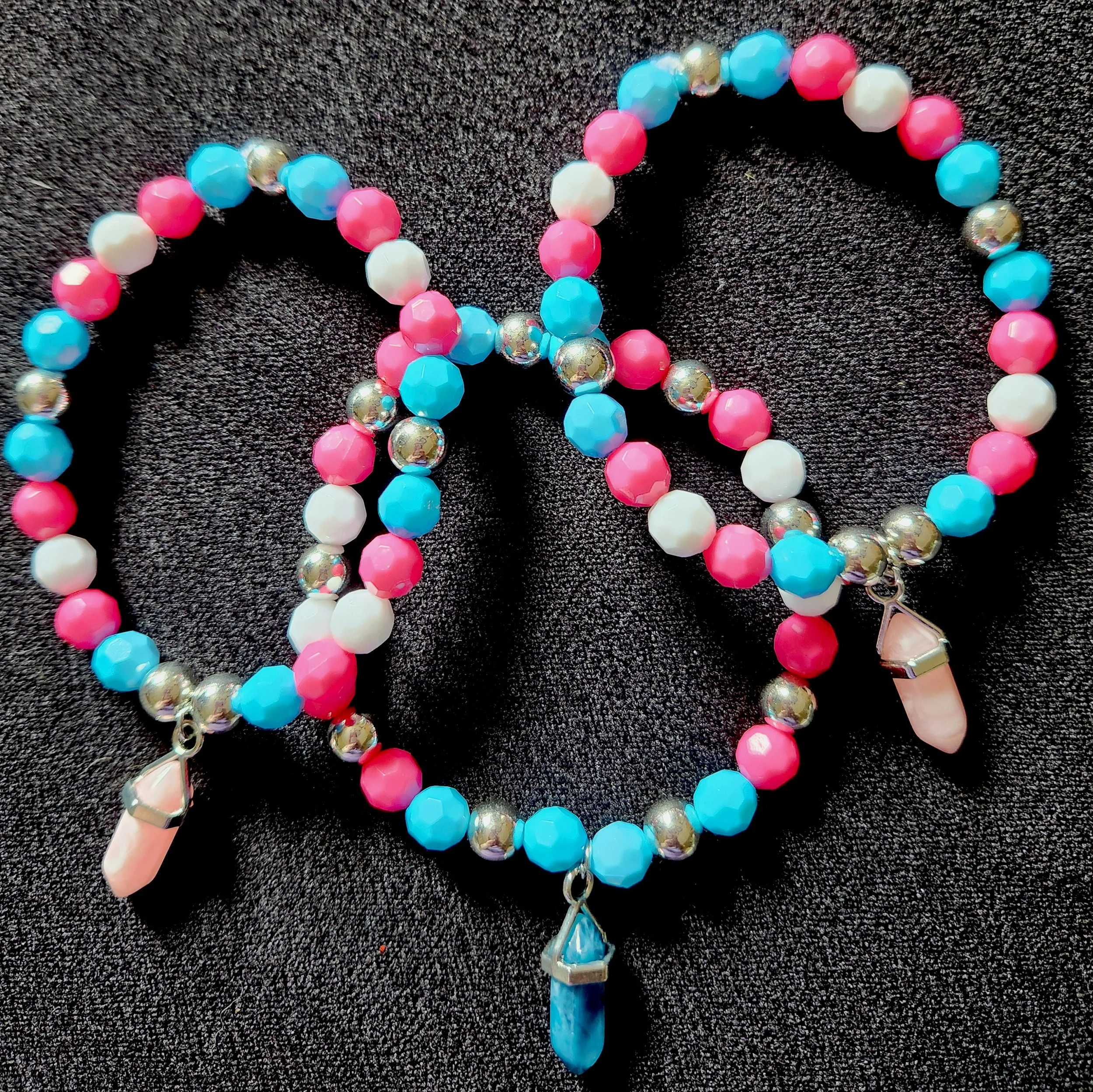 Trans Pride Crystal Charm Bracelet
