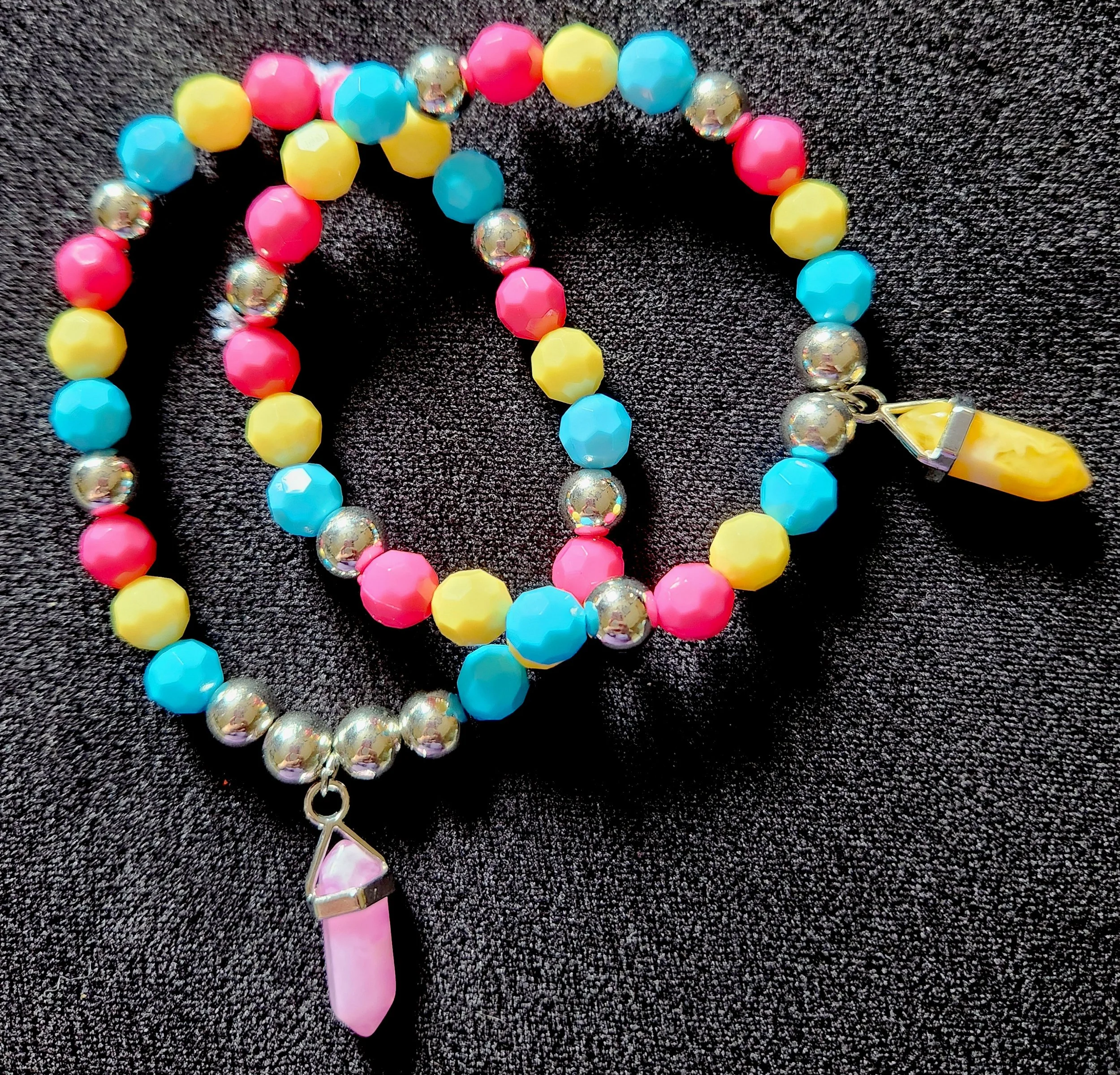 Pansexual Pride Crystal Charm Bracelet