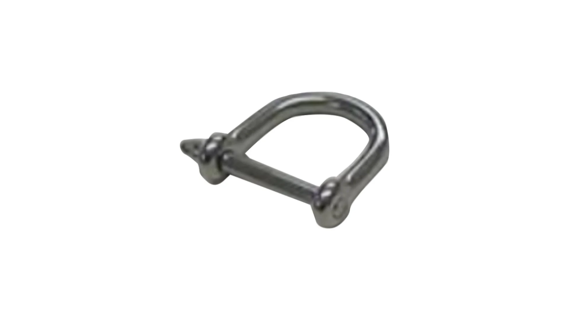 Small metal D-ring with secured pin for hardware or climbing gear