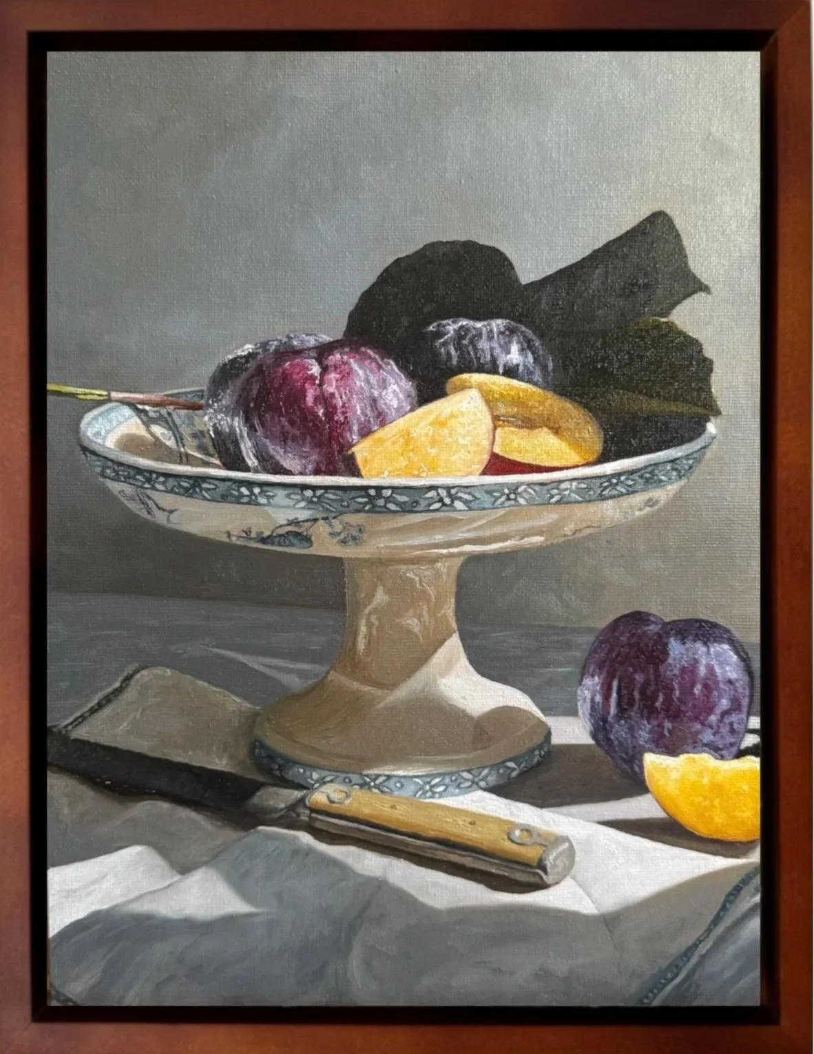 Pink Pony Plums (2026)  oil on cotton panel 9 x 12