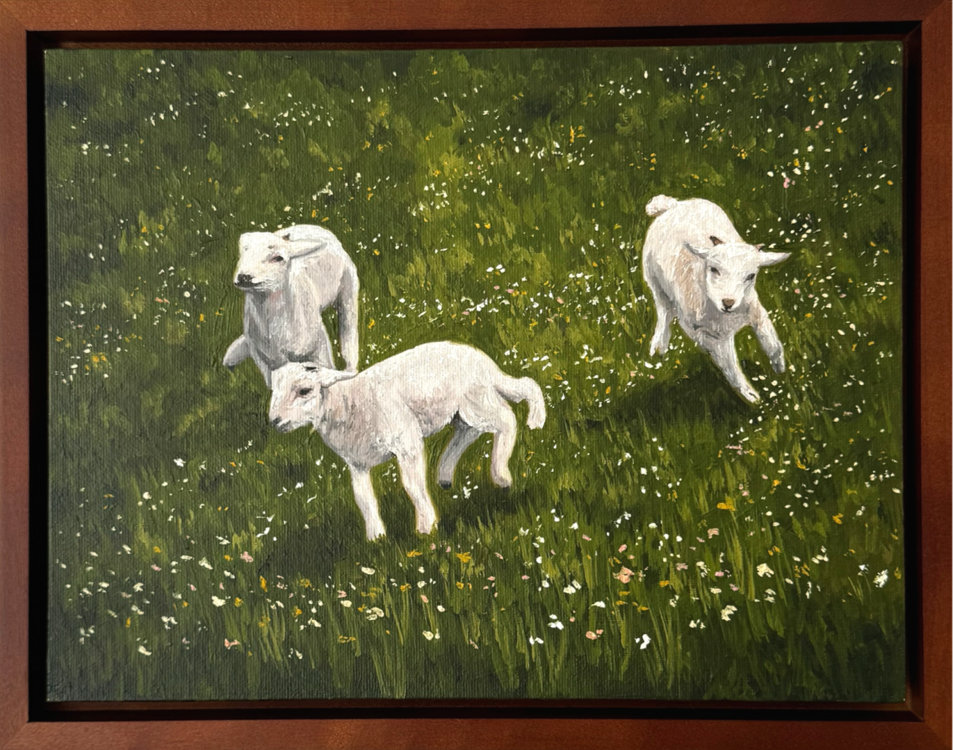 Frolicking (2026) oil on cotton panel 9 x12