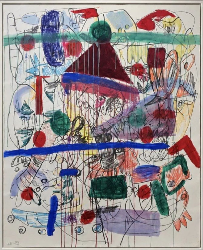 Untitled (Large Abstract):  Acrylic and Colored Pencils on Heavyweight Paper, 125 × 150 cm
(2025)
Price: On request