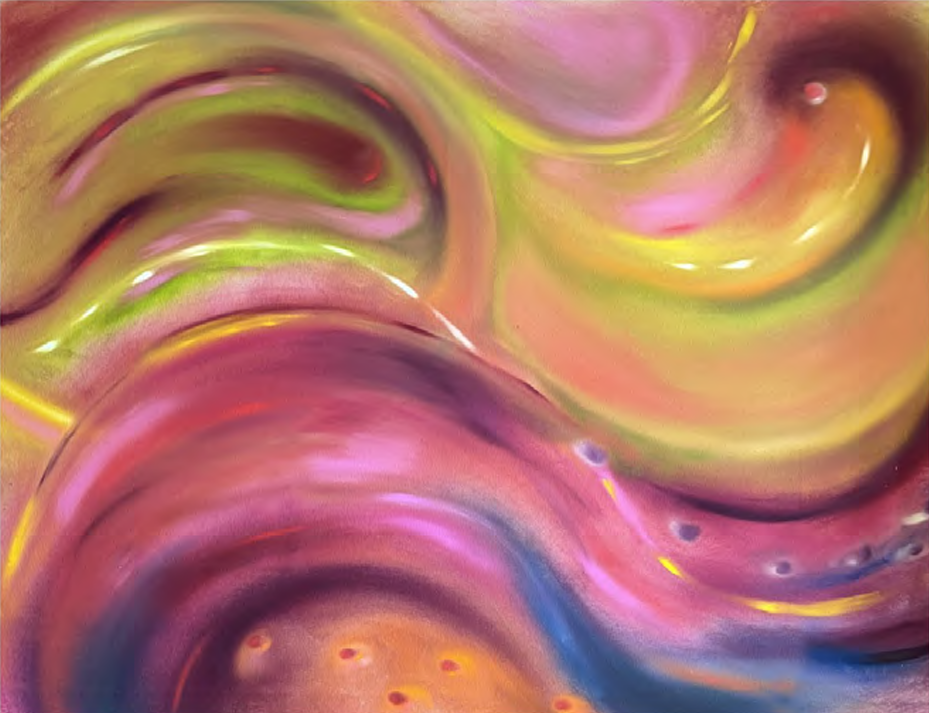 MY SACRED SPACE
160 × 120cm · Acrylic and gouache on unprimed cotton canvas · 2026
