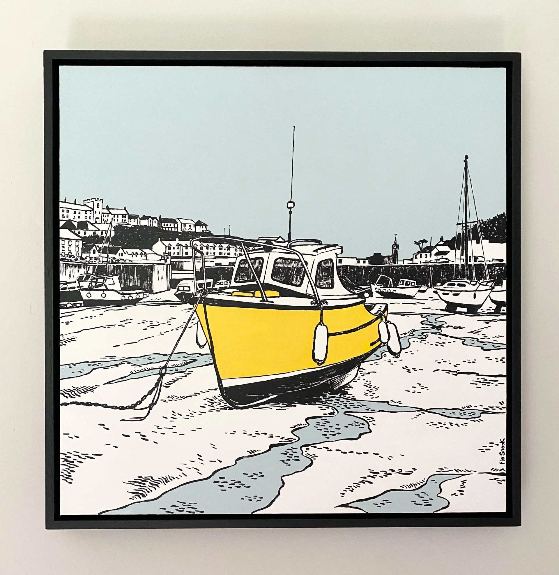 Yellow Boat at Porthleven Harbour