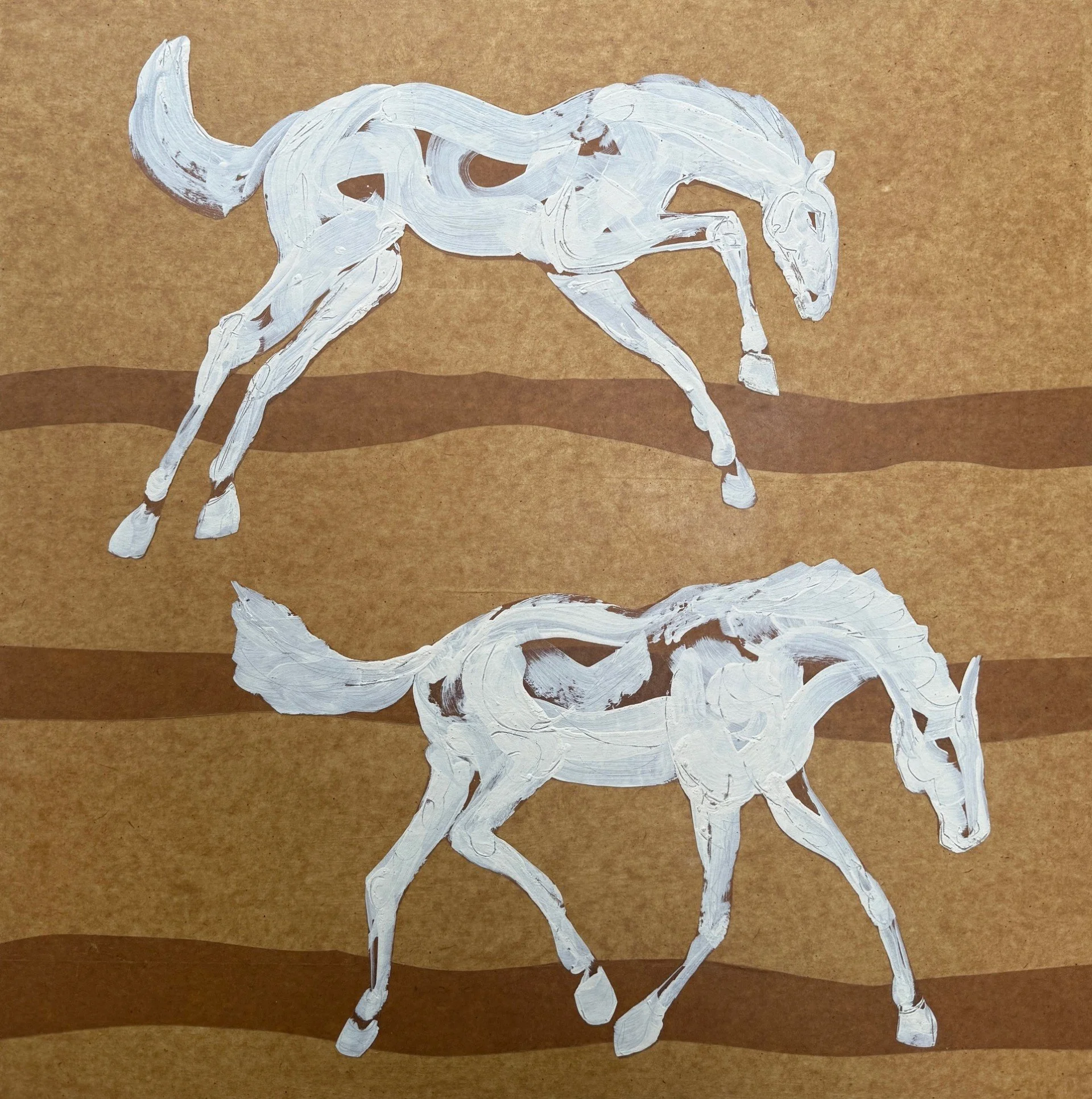 Traced in Chalk: Recycled brown paper and chalk paint on cradled board, 90.5 x 65.8cm. Price: On Request