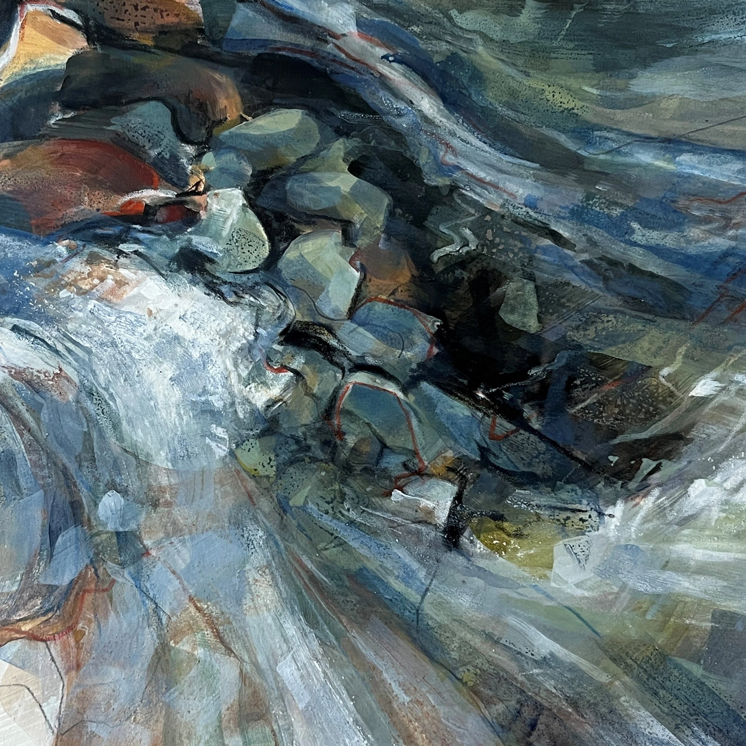 Sparkling 2026 -Acrylic and  marble dust on paper cradle mounted: 20 x 20cm 