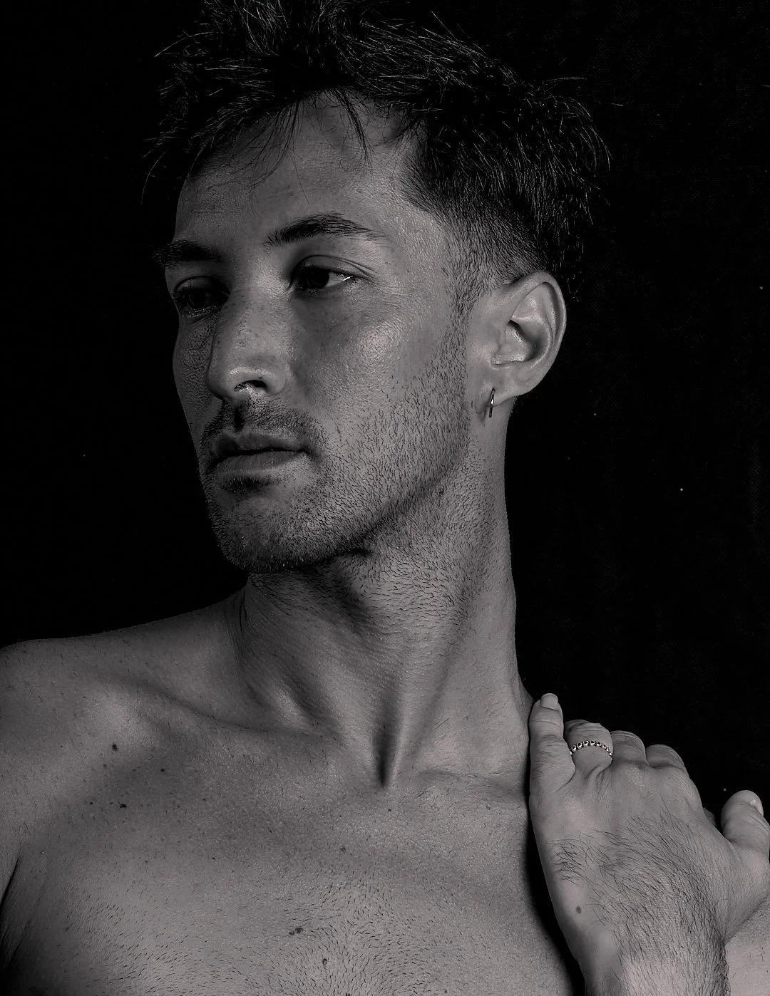 black and white portrait of man