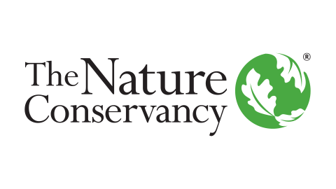 The logo of The Nature Conservancy, featuring text and a green globe with a leaf design.