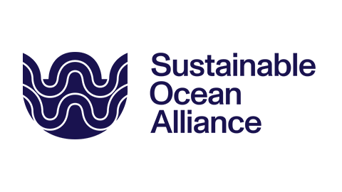 Sustainable Ocean Alliance logo featuring a dark blue wave pattern and the organization's name.
