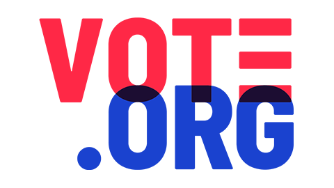 A logo with the word 'VOTE' in large red letters above '.ORG' in large blue letters, with a blue and red underline connecting the words.