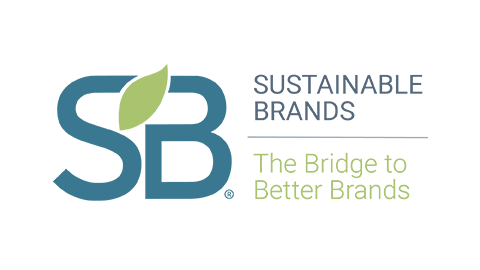 Logo for Sustainable Brands with the slogan "The Bridge to Better Brands" and the initials "SB" accompanied by a green leaf.