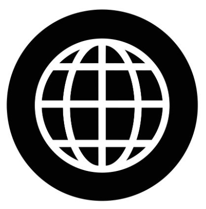 Globe stylisé en blanc sur fond noir