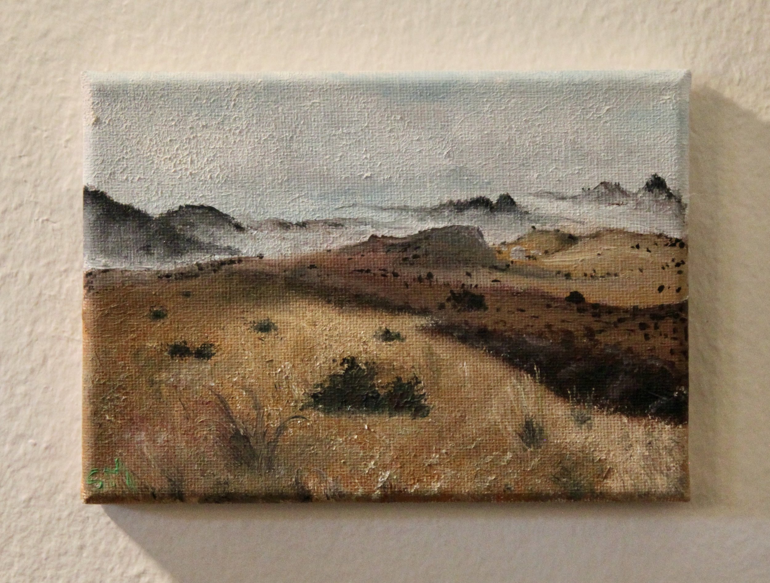"Hillside playscape"   :   Oil on canvas   :   7-by-5 inches   :   Completed in 2022
