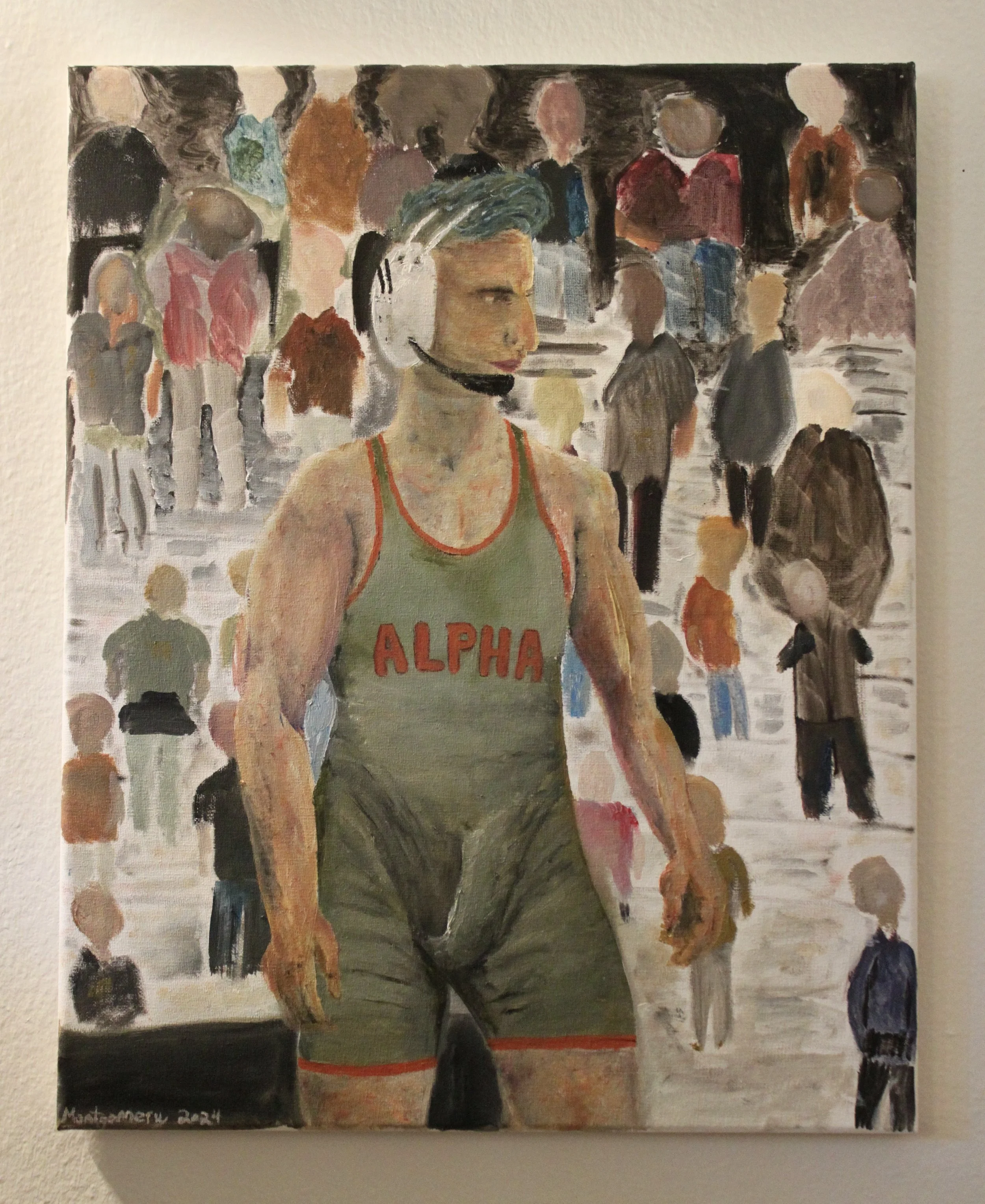 "Excited for the match"   :   Oil on canvas   :   16-by-20 inches   :   Completed in 2024