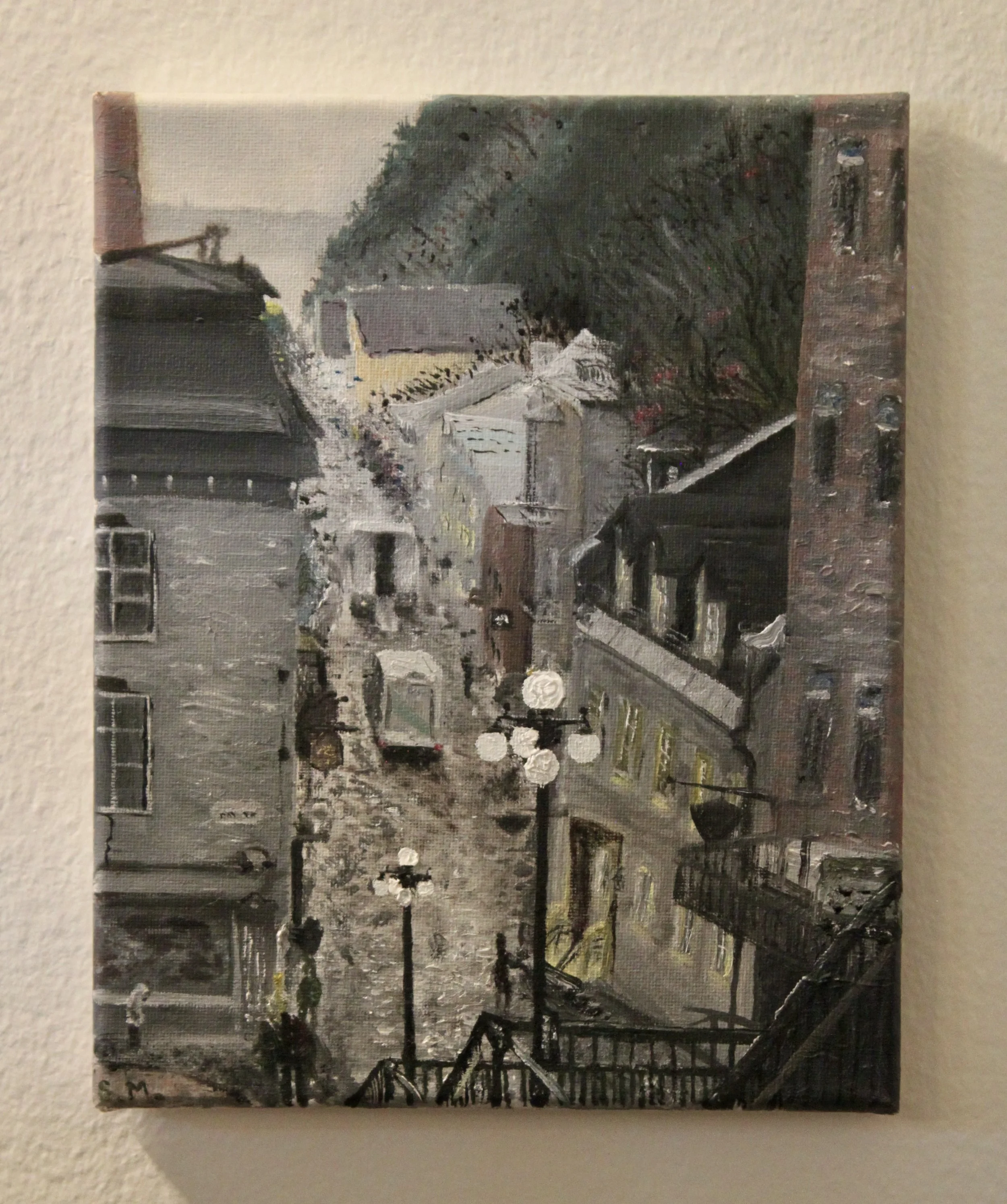 "Rainy day in Quebec"   :   Oil on canvas  :   8-by-10 inches  :   Completed in 2023